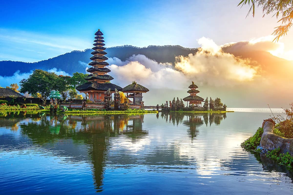 Ulun Danu Beratan temple floating on a crater lake